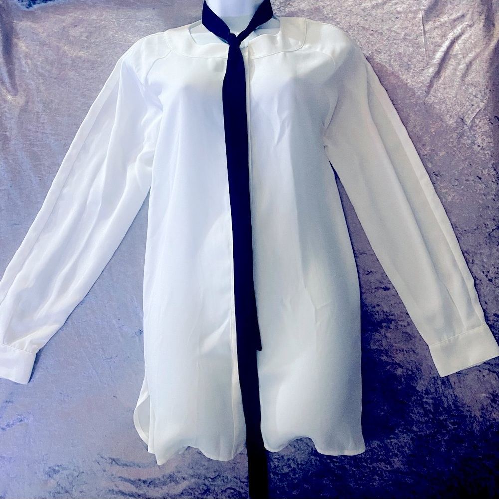 NWTS Cabi White Tuxedo Button Down Shirt Medium